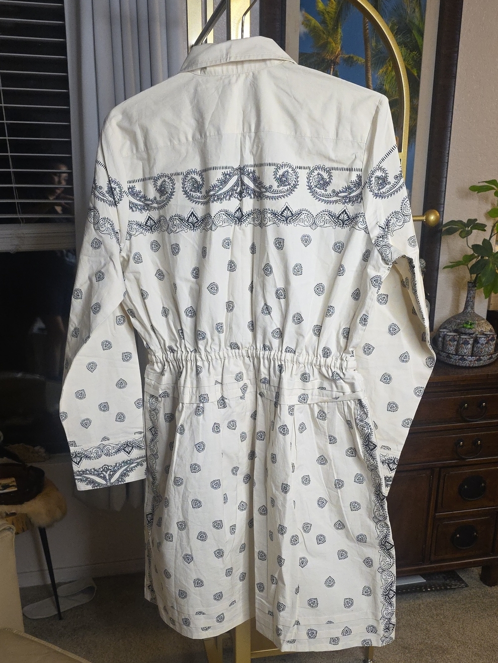 J. Crew Elena mini shirt-dress bandana-print Natural Black cotton poplin 10 - Picture 6 of 12